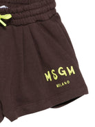 Shorts per bambina MSGM Kids marroni con coulisse - Rubino Kids