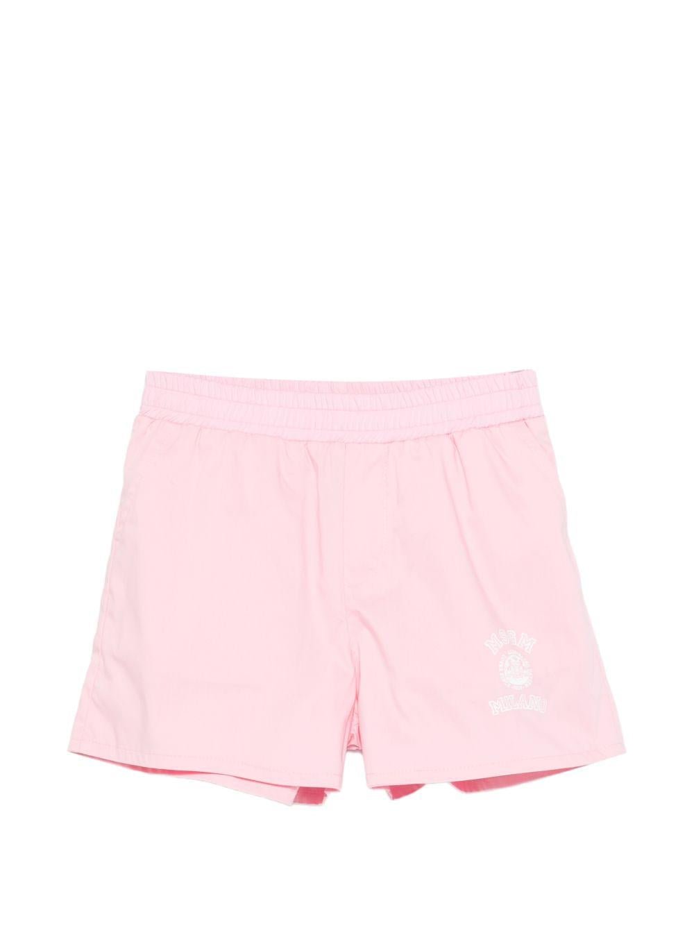 Shorts per bambina MSGM Kids rosa con logo sul davanti - Rubino Kids