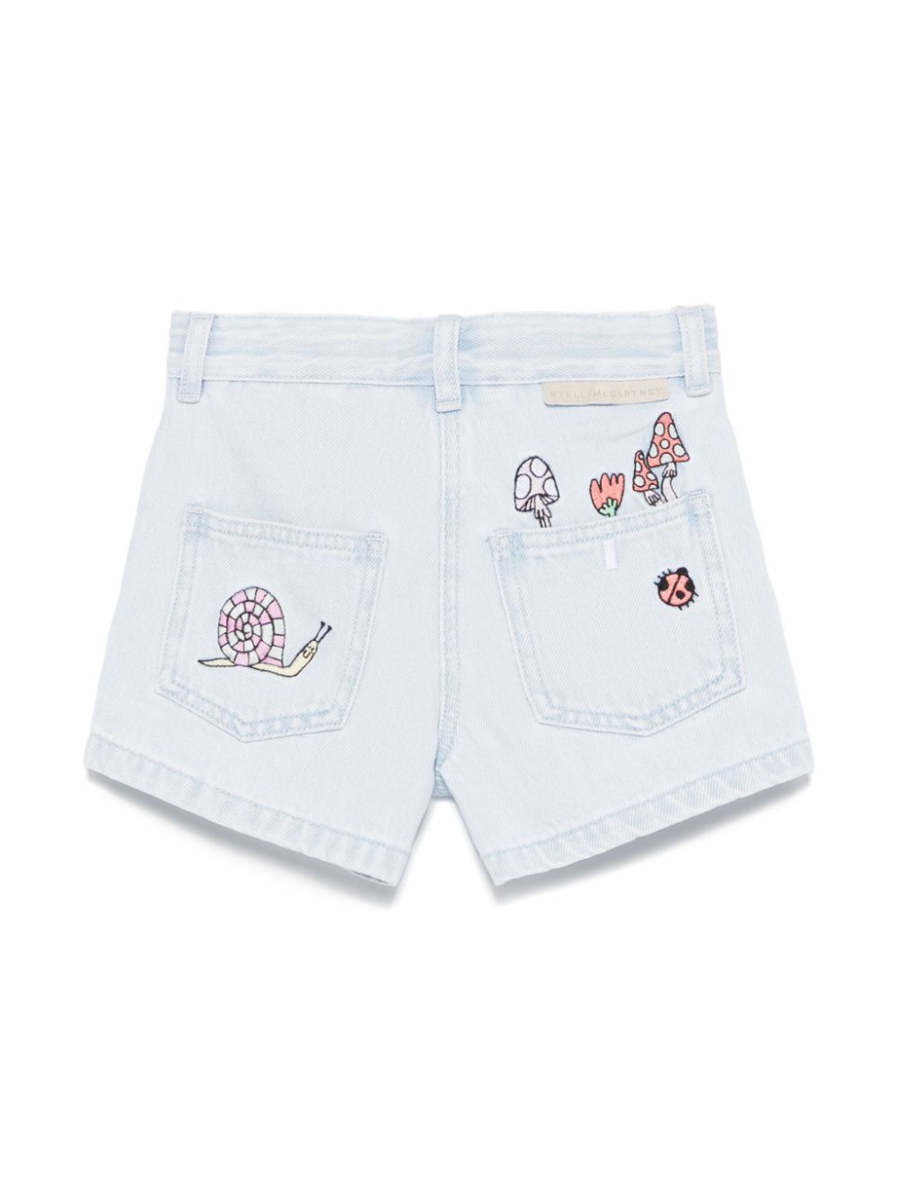 Shorts per bambina Stella McCartney denim con ricamo stile animazione - Rubino Kids