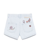 Shorts per bambina Stella McCartney denim con ricamo stile animazione - Rubino Kids