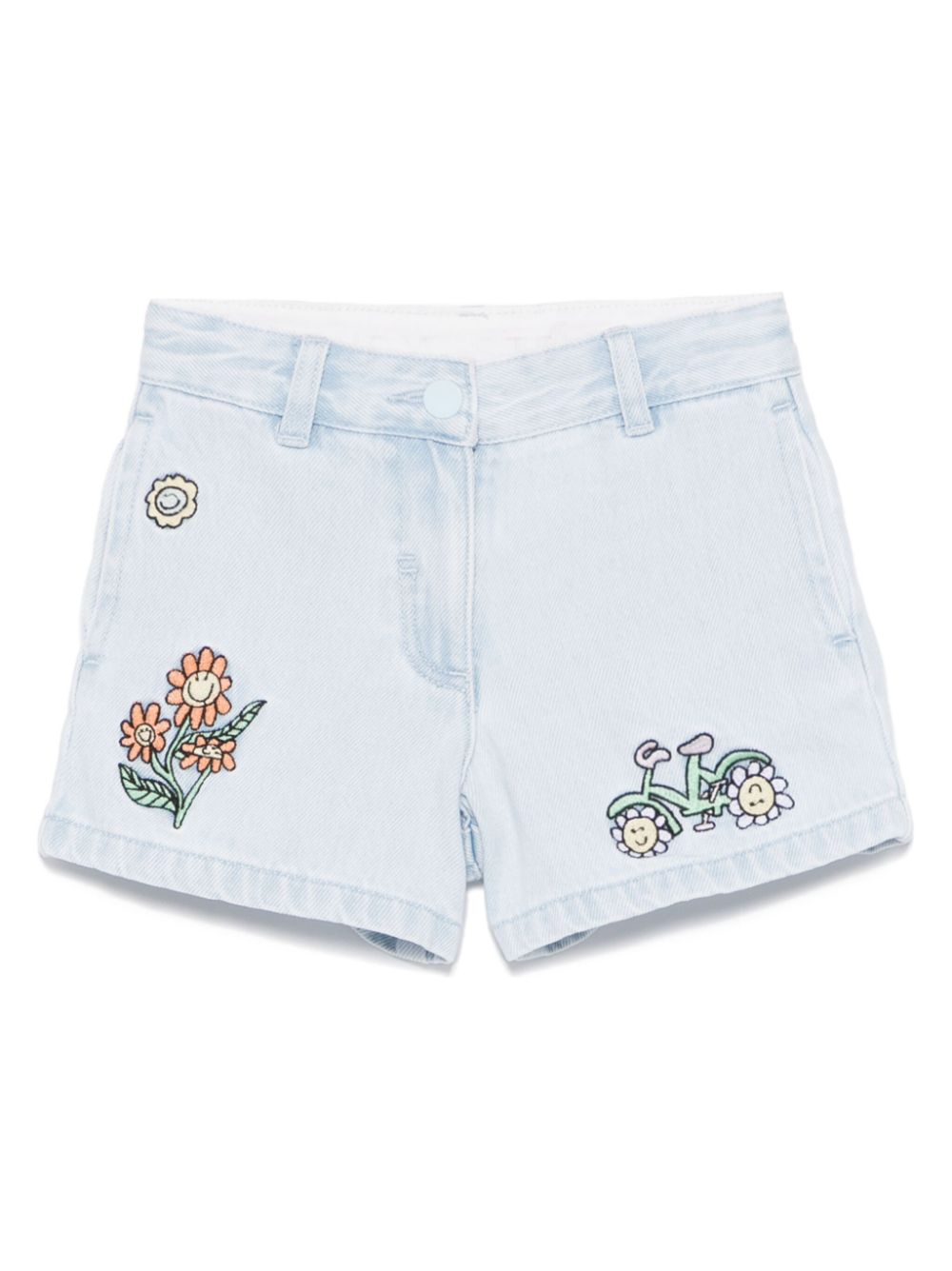 Shorts per bambina Stella McCartney denim con ricamo stile animazione - Rubino Kids