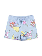 Shorts per bambina Stella McCartney Kids azzurro con stampa animazione - Rubino Kids