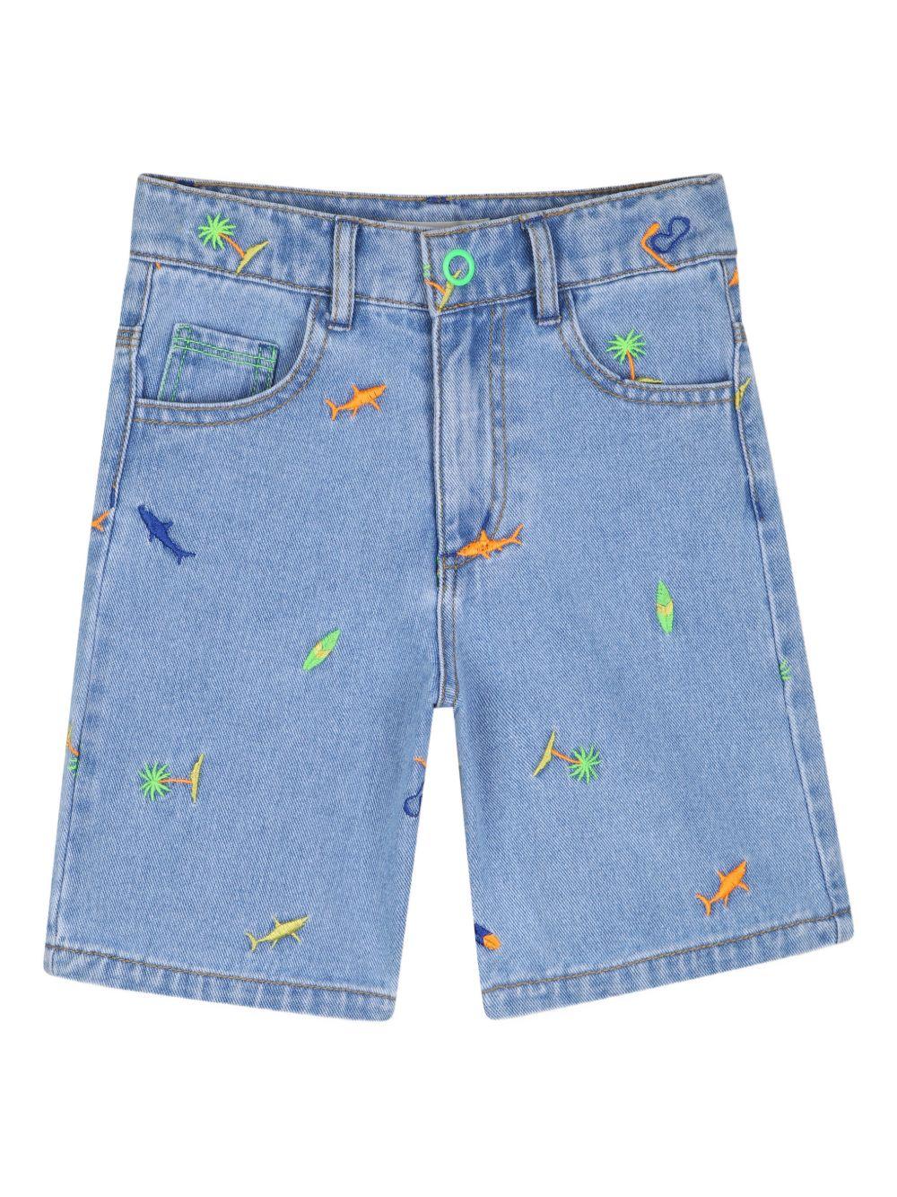 Shorts per bambino Billieblush blu con ricamo - Rubino Kids