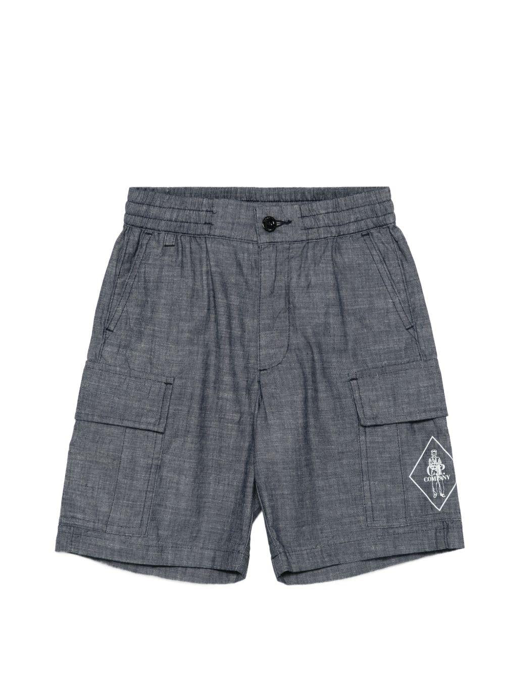 Shorts per bambino C.P. Company Kids grigi con logo sul davanti - Rubino Kids
