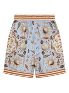 Shorts per bambino Dolce & Gabbana Kids azzurri con stampa grafica all - over - Rubino Kids