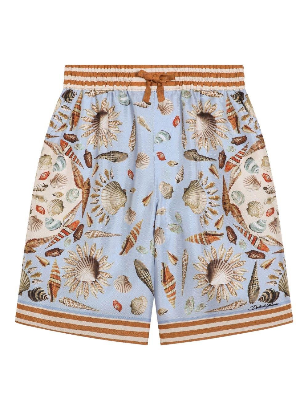 Shorts per bambino Dolce & Gabbana Kids azzurri con stampa grafica all - over - Rubino Kids