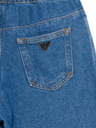 Shorts per bambino Emporio Armani Kids denim con chiusura con coulisse - Rubino Kids
