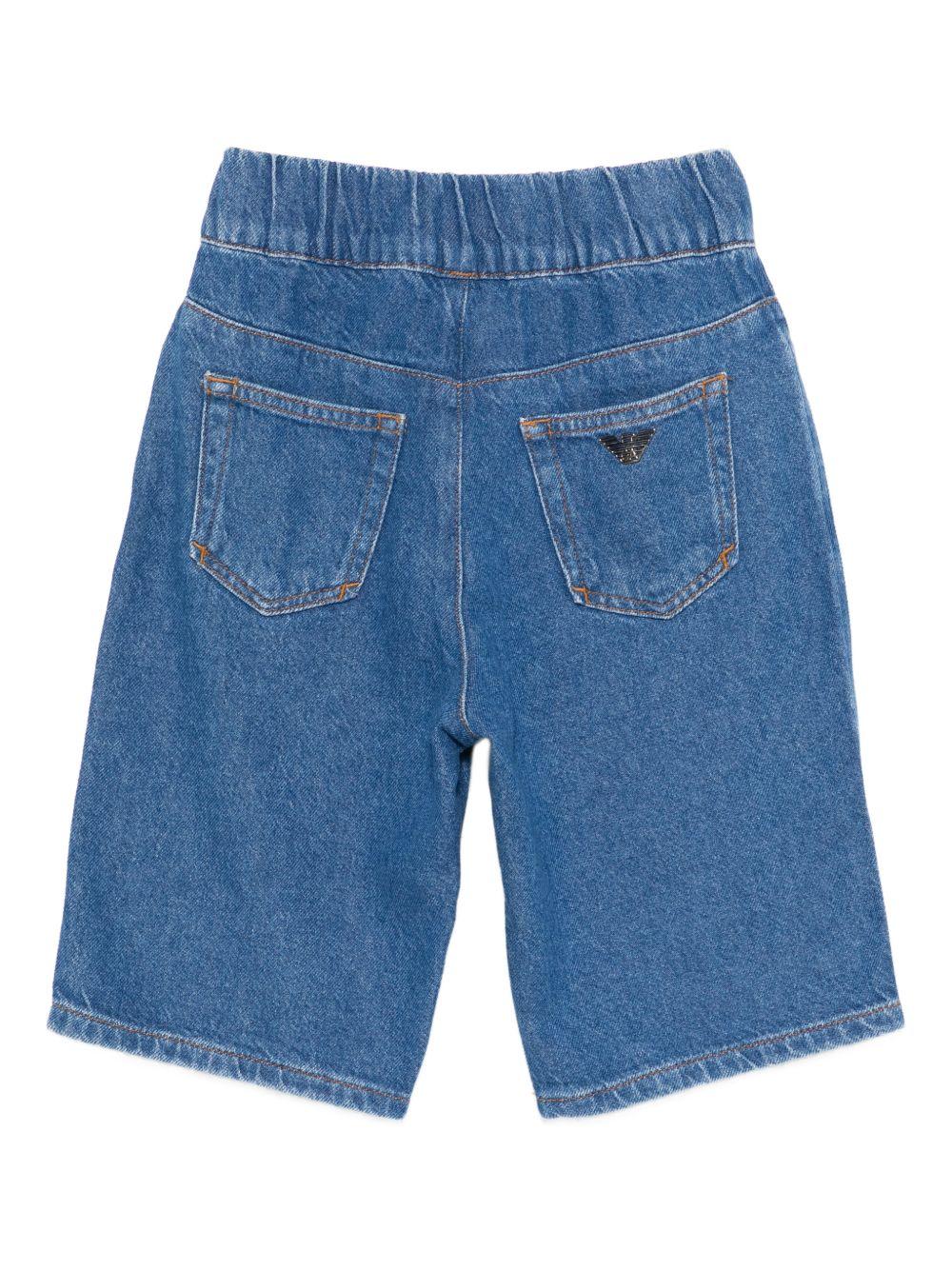 Shorts per bambino Emporio Armani Kids denim con chiusura con coulisse - Rubino Kids