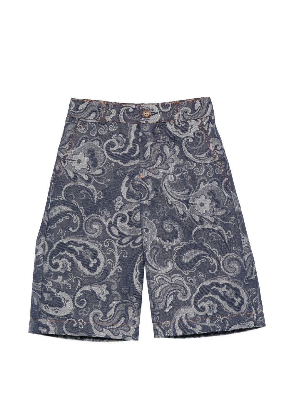 Shorts per bambino Etro Kids blu con motivo Paisley all - over - Rubino Kids