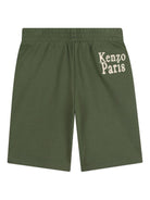 Shorts per bambino Kenzo Kids verde con motivo applicato - Rubino Kids