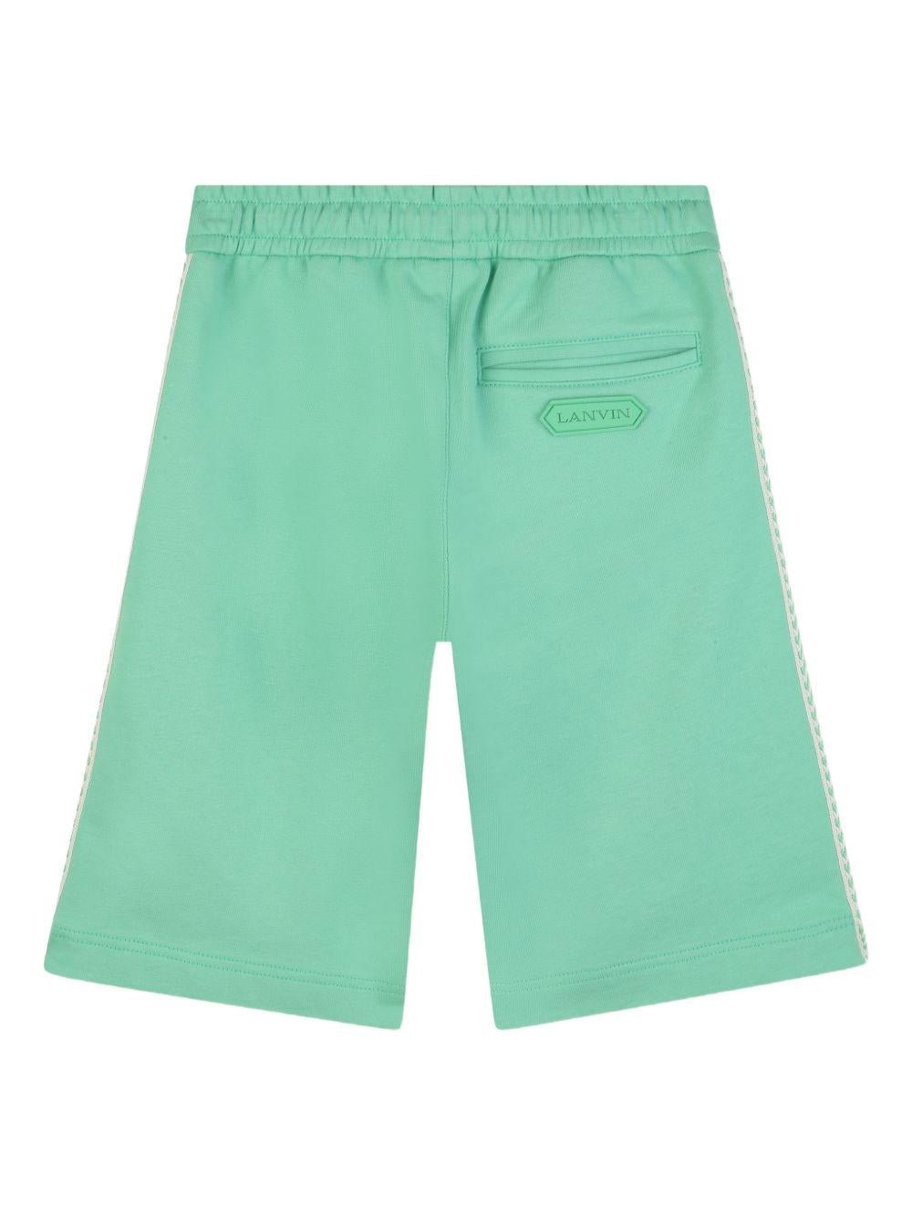 Shorts per bambino Lanvin Enfant verde con coulisse e logo - Rubino Kids
