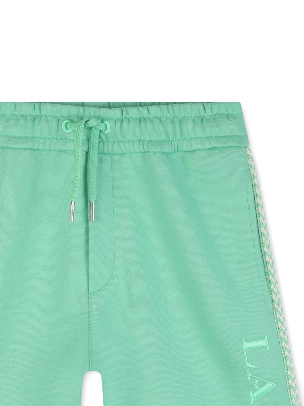 Shorts per bambino Lanvin Enfant verde con coulisse e logo - Rubino Kids
