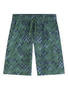 Shorts per bambino Lanvin Enfant verde con motivo a zig - zag - Rubino Kids