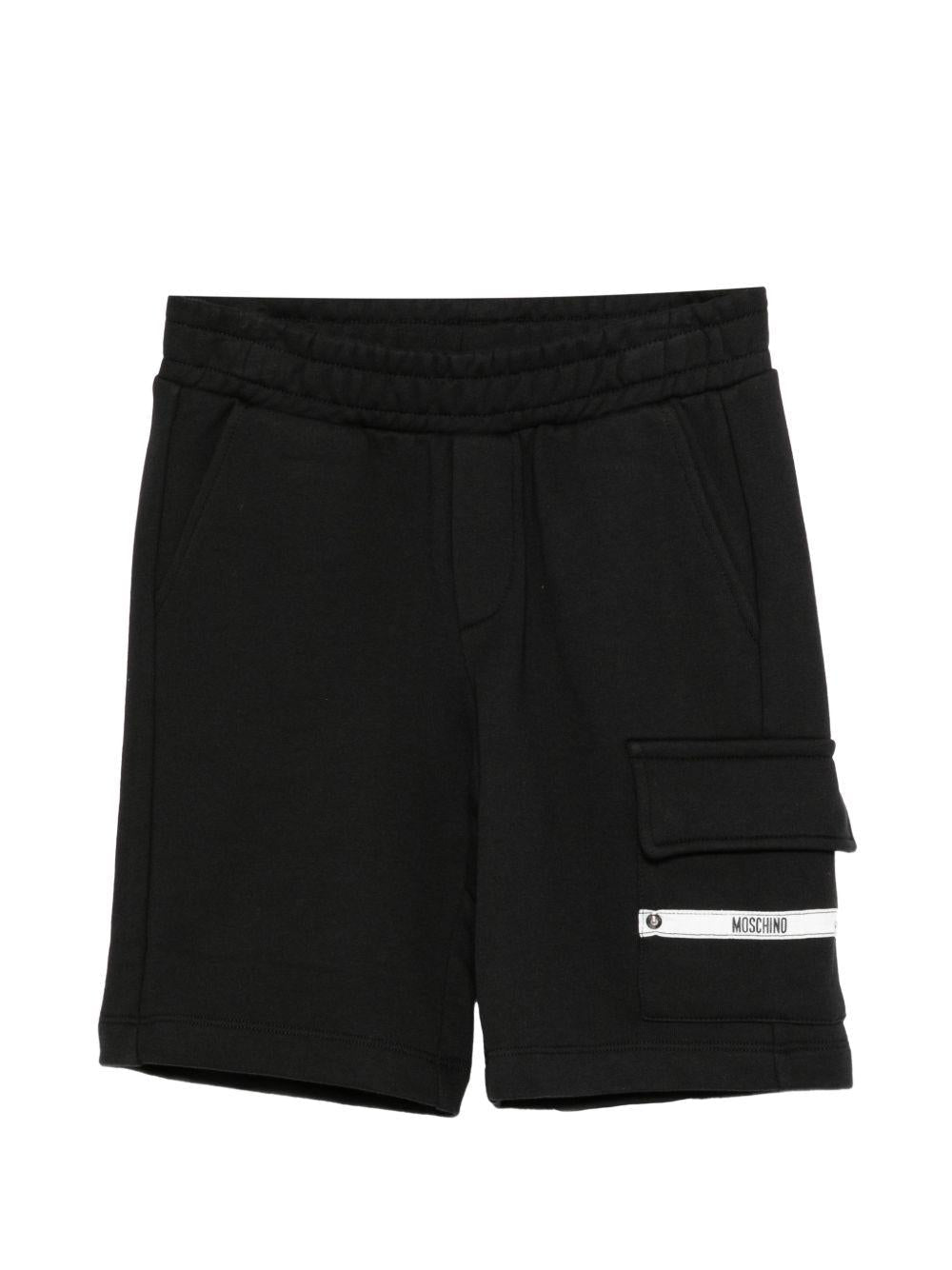 Shorts per bambino Moschino Kids neri con vita elasticizzata - Rubino Kids