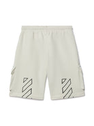 Shorts per bambino Off - White Kids Bookish grigio con tasche laterali con patta - Rubino Kids