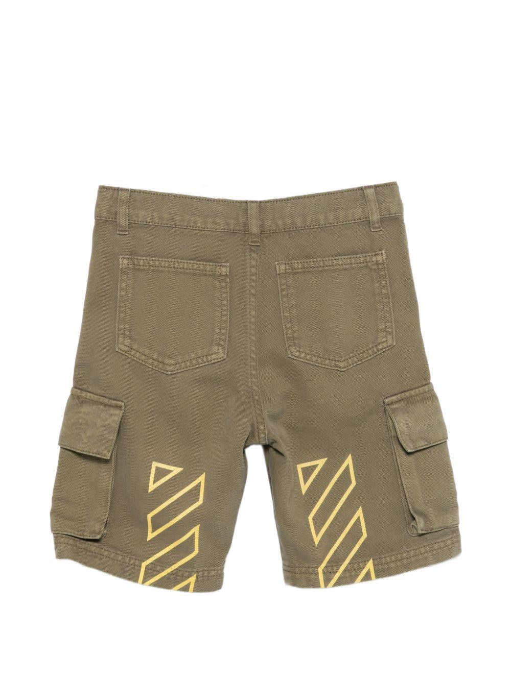 Shorts per bambino Off - White Kids verde con tasche cargo - Rubino Kids
