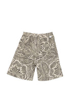 Shorts per bambino Paolo Pecora Kids verde oliva con tasche stampate - Rubino Kids