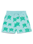 Shorts per bambino Stella McCartney Kids azzurro con stampa illustrazione - Rubino Kids