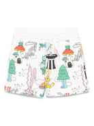 Shorts per bambino Stella McCartney Kids bianco con stampa illustrazione - Rubino Kids