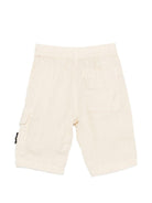 Shorts per bambino Stone Island Junior beige con applicazione logo - Rubino Kids