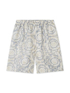 Shorts per bambino Versace Kids grigio con stampa barocca - Rubino Kids