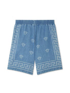 Shorts per bambino Versace Kids Medusa Bandana in denim con motivo testa di Medusa - Rubino Kids