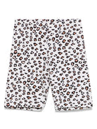 Shorts per baqmbina Monnalisa bianco con stampa leopardo all - over - Rubino Kids