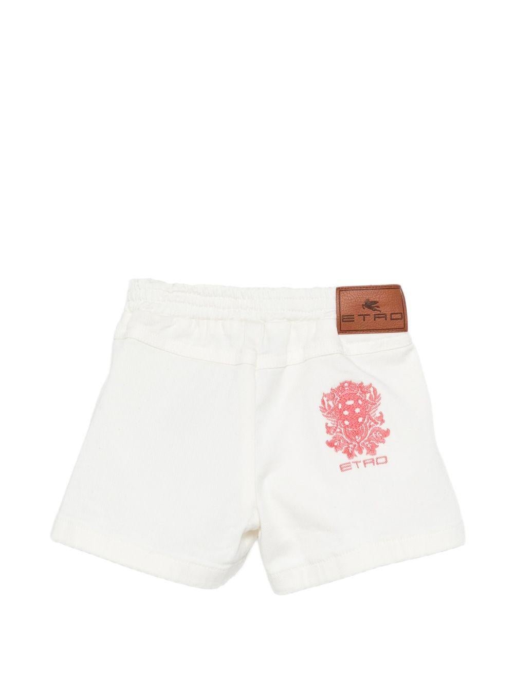 Shorts per neonata Etro Kids bianchi con stemma sul retro - Rubino Kids