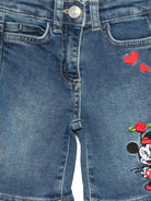 Shorts per neonata Monnalisa denim con ricamo di Minnie Mouse - Rubino Kids