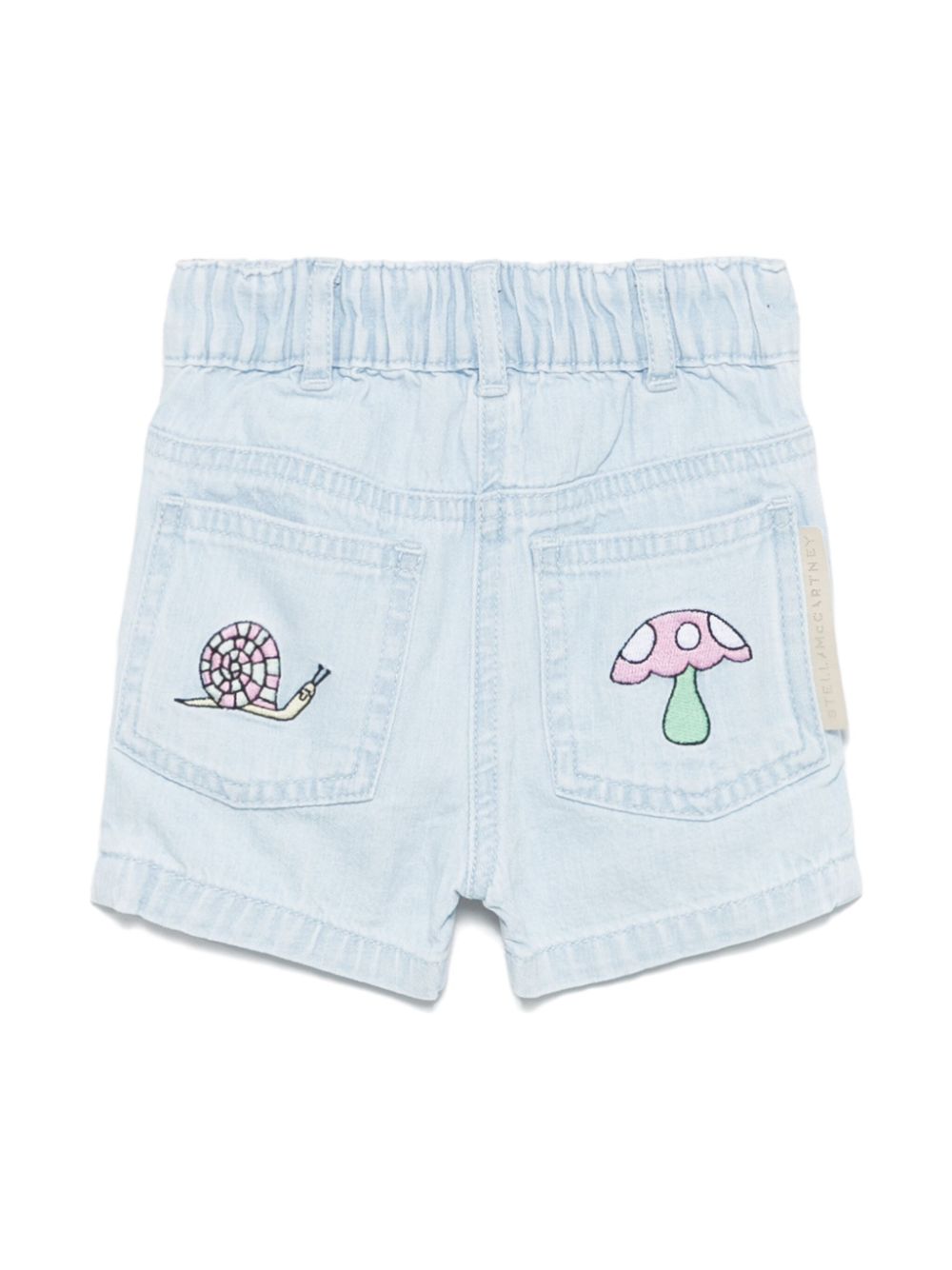 Shorts per neonata Stella McCartney Kids denim con ricamo stile animazione - Rubino Kids