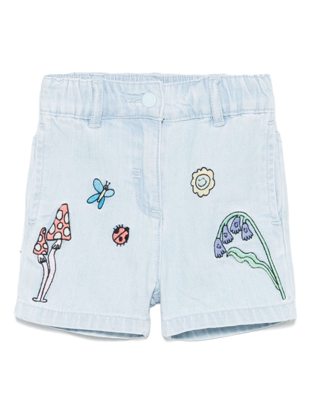 Shorts per neonata Stella McCartney Kids denim con ricamo stile animazione - Rubino Kids