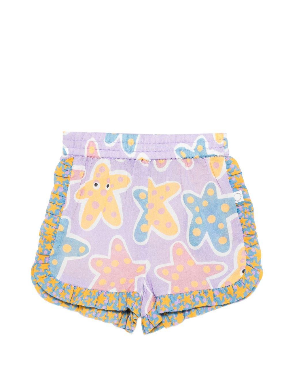 Shorts per neonata Stella McCartney Kids viola con stampa stelle marine all - over - Rubino Kids