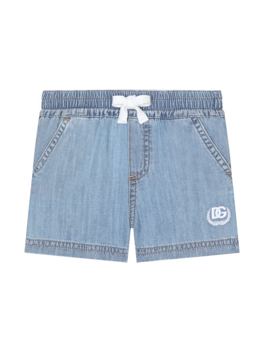 Shorts per neonati Dolce & Gabbana Kids in denim con placca logo - Rubino Kids