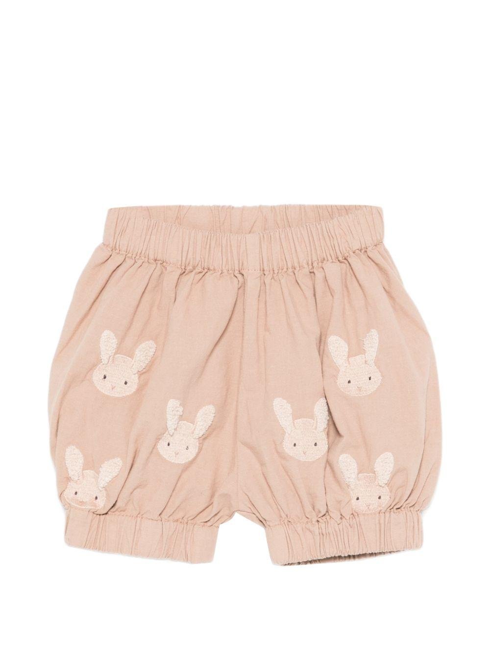 Shorts per neonati Donsje beige con ricamo conigli - Rubino Kids