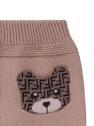 Shorts per neonati Fendi Kids beige con ricamo orsetto sul davanti - Rubino Kids