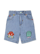 Shorts per neonati Stella McCartney Kids denim con stampa illustazione - Rubino Kids