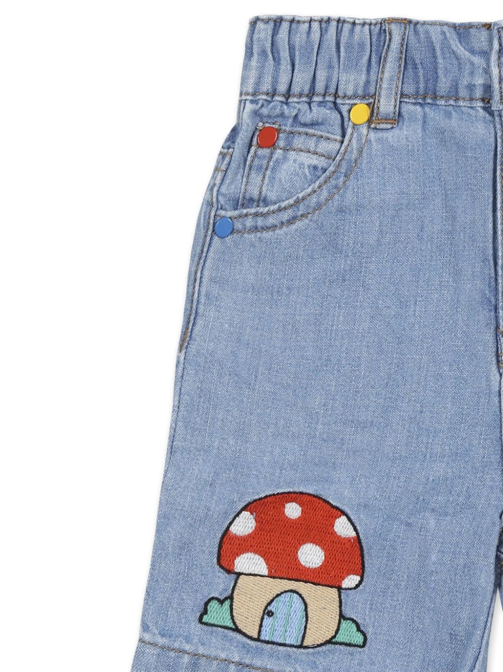 Shorts per neonati Stella McCartney Kids denim con stampa illustazione - Rubino Kids