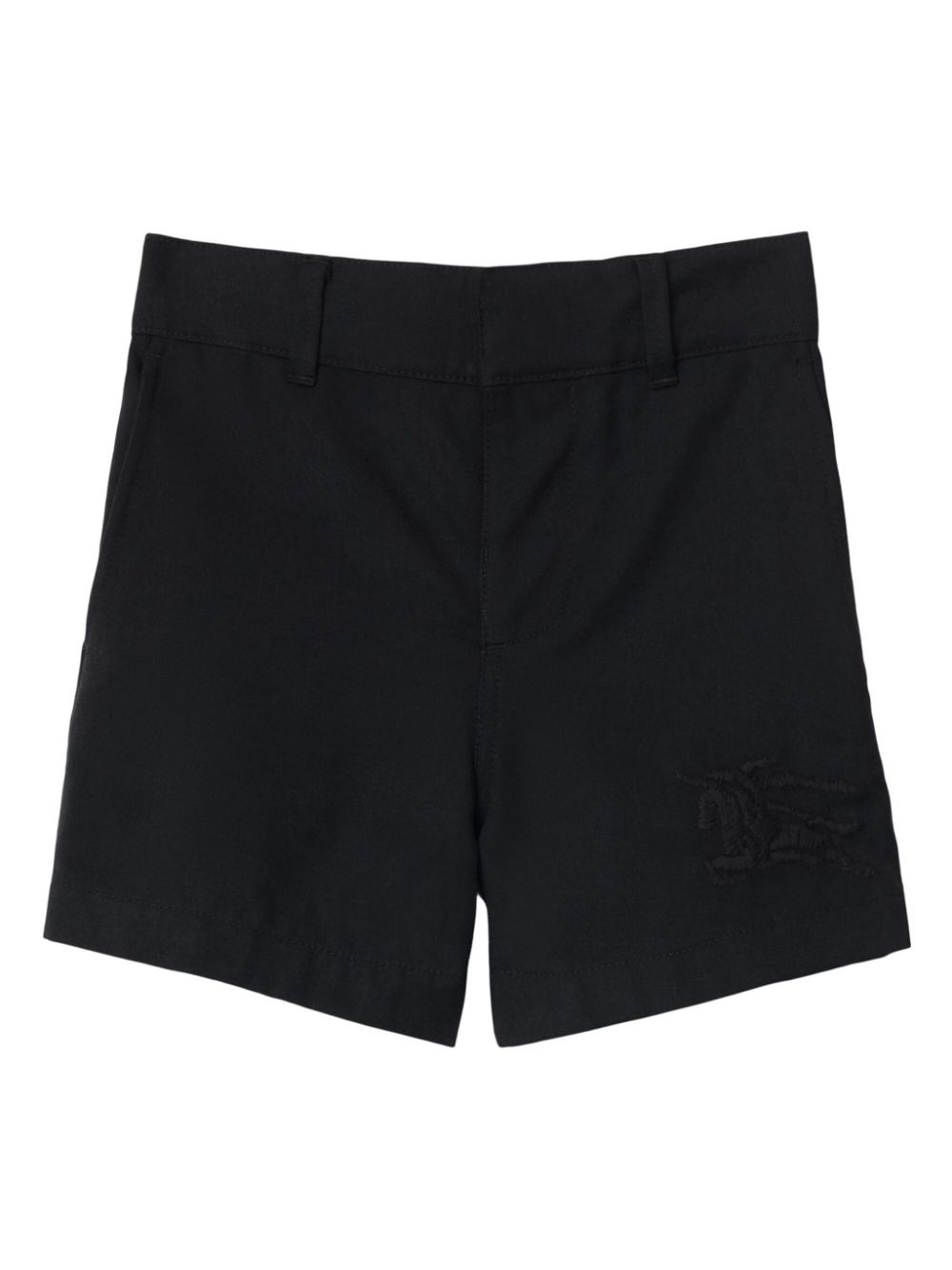 Shorts per neonato Burberry Kids nero con motivo con ricamo Equestrian Knight sul retro - Rubino Kids