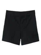 Shorts per neonato Burberry Kids nero con motivo con ricamo Equestrian Knight sul retro - Rubino Kids