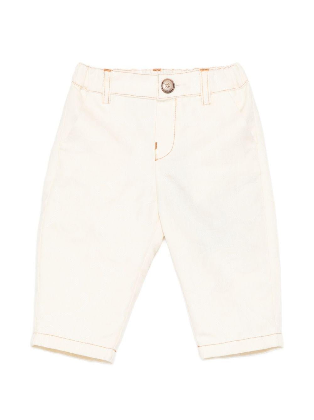 Shorts per neonato Etro Kids bianchi con ricamo logo sul retro - Rubino Kids