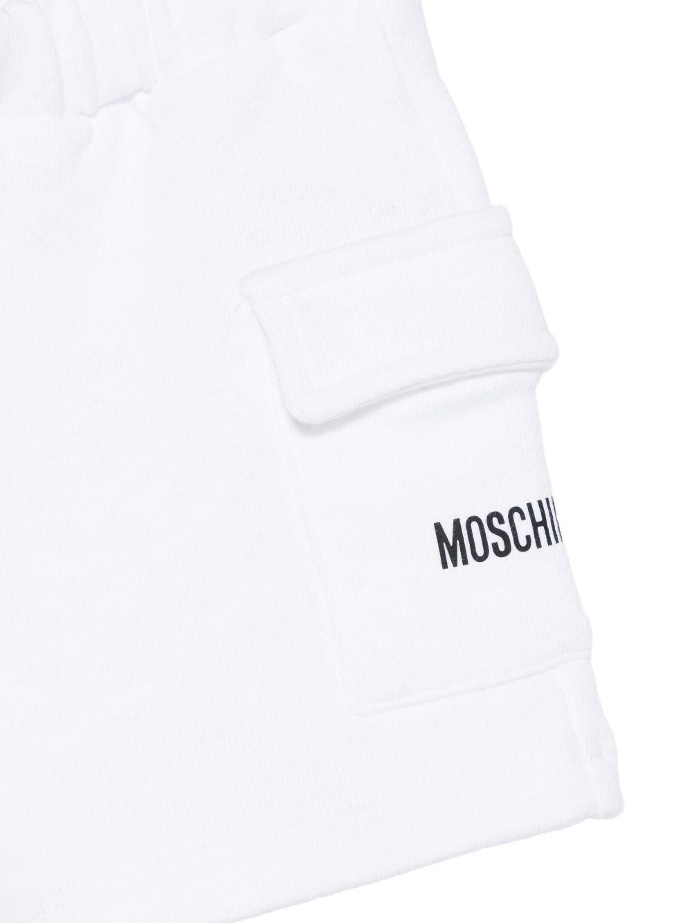 Shorts per neonato Moschino Kids bianchi con tasche applicate - Rubino Kids