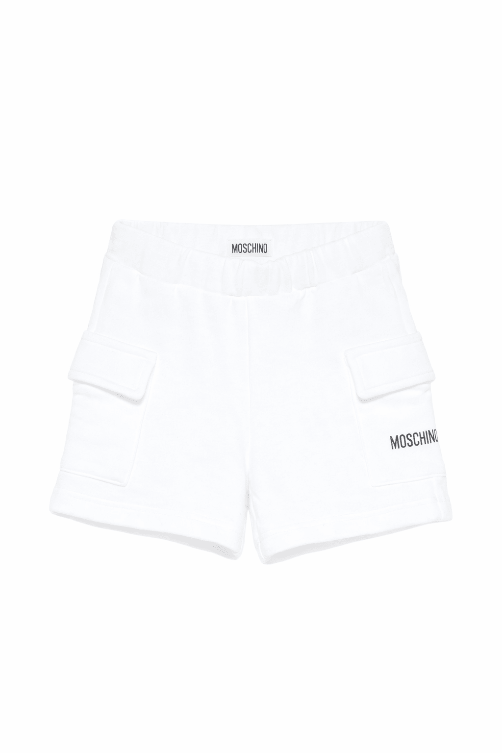 Shorts per neonato Moschino Kids bianchi con tasche applicate - Rubino Kids