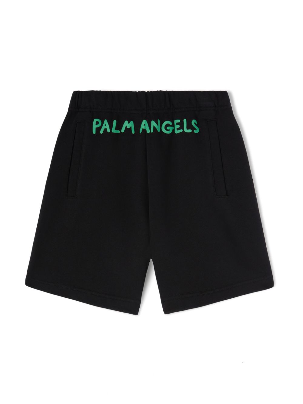 Shorts sportivi con logo per bambino Palm Angels Kids nero con vita elasticizzata - Rubino Kids