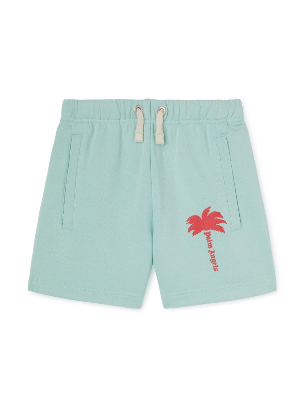 Shorts sportivi con stampa per bambina Palm Angels Kids azzurro con orlo dritto - Rubino Kids