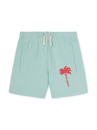 Shorts sportivi con stampa per bambina Palm Angels Kids azzurro con orlo dritto - Rubino Kids