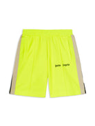 Shorts sportivi per bambino Palm Angels Kids giallo con design senza fodera - Rubino Kids