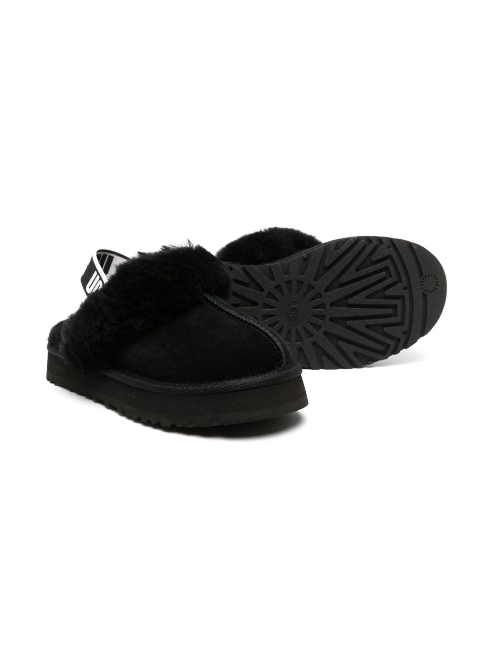 Slippers con cinturino posteriore Funkette per bambina UGG Kids neri con suola piatta - Rubino Kids