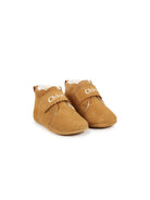 Slippers con stampa per neonato Chloé Kids marrone con punta tonda - Rubino Kids