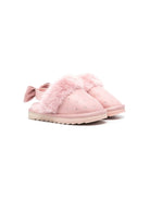 Slippers per bambina Monnalisa rosa con strass e pelliccia - Rubino Kids