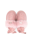 Slippers per bambina Monnalisa rosa con strass e pelliccia - Rubino Kids